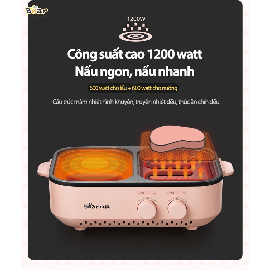 BẾP LẨU NƯỚNG ĐIỆN 2 NGĂN, LẨU NƯỚNG ĐA NĂNG, DUNG TÍCH 1L, 3L, CHÍNH HÃNG_BẢO HÀNH 18 THÁNG