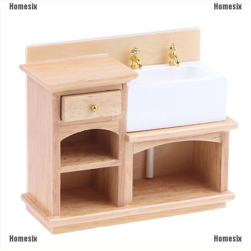 [HoMSI] 1:12 Wooden Dollhouse Furniture Basin Sink Cupboard Cupboard Cabinet SUU