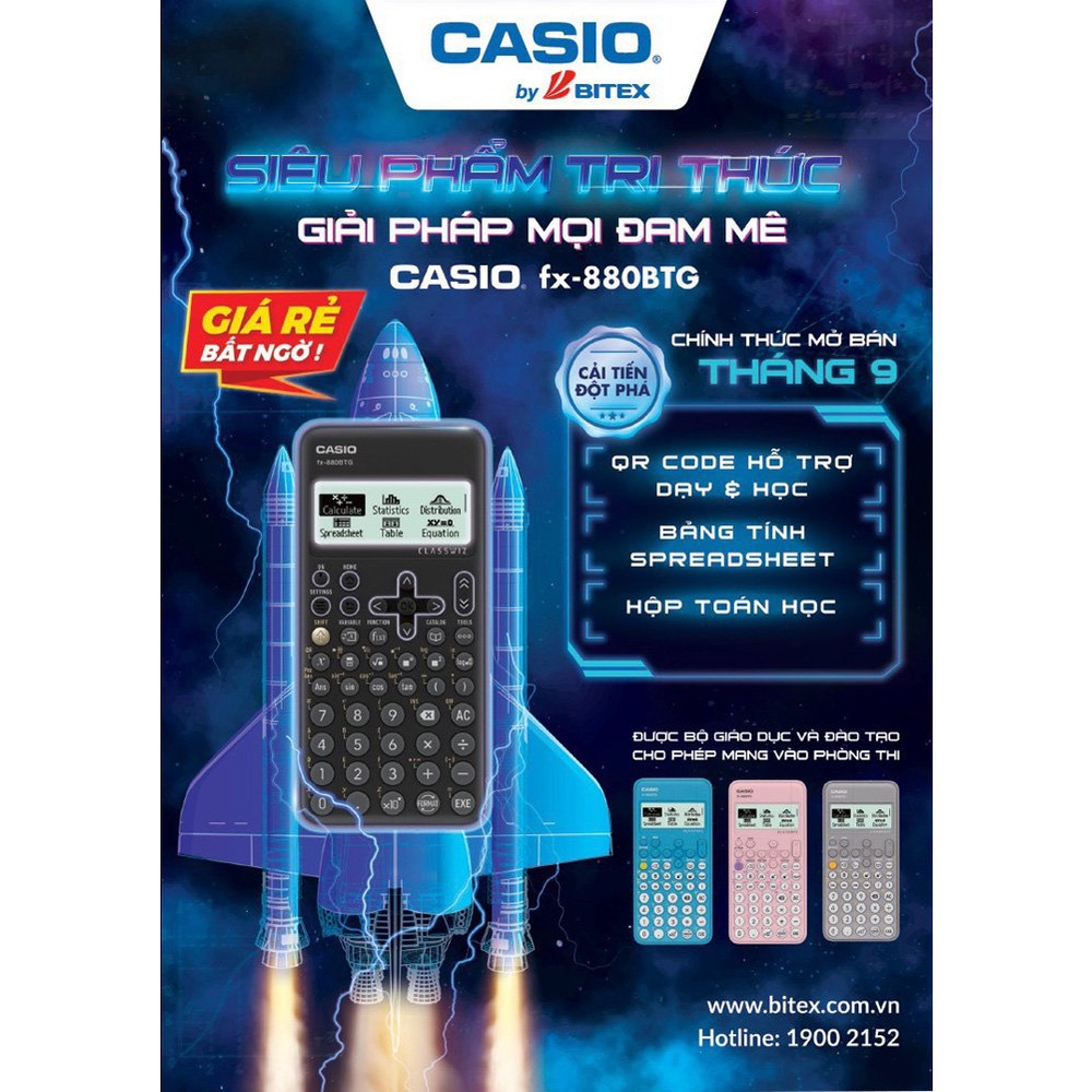 Máy Tính Casio FX 880 BTG Chính Hãng - Màu Xám - 4549526613890