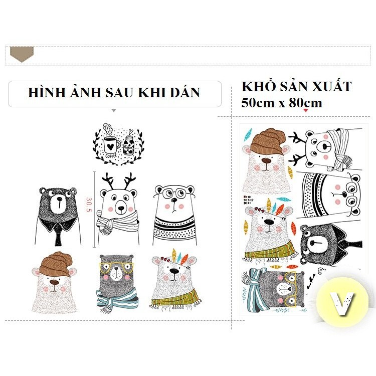 Decal dán tường Gấu đáng yêu