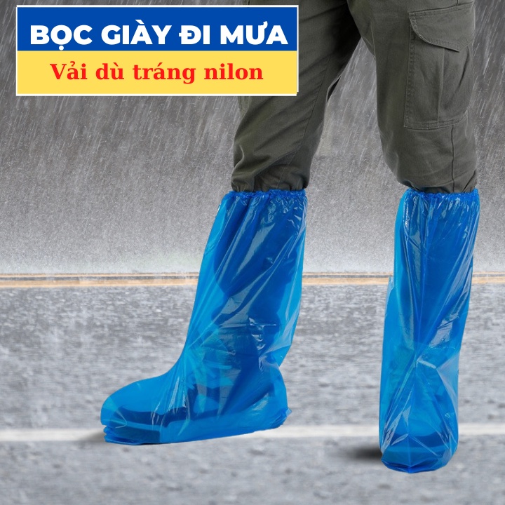 Bọc giày đi mưa cổ cao kèm dây cố định chống thấm nước- Ủng đi mưa chất liệu chống thám bảo vệ giày dép Br 01660