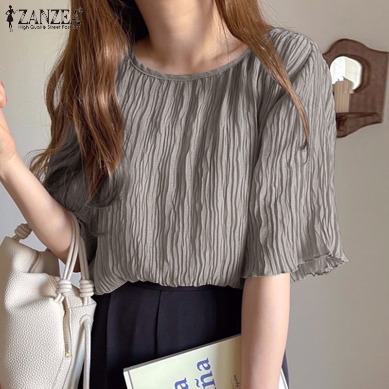 Zanzea Áo Thun Nữ Tay Lửng Phong Cách Đường Phố Thời Trang Size 3XL-5XL