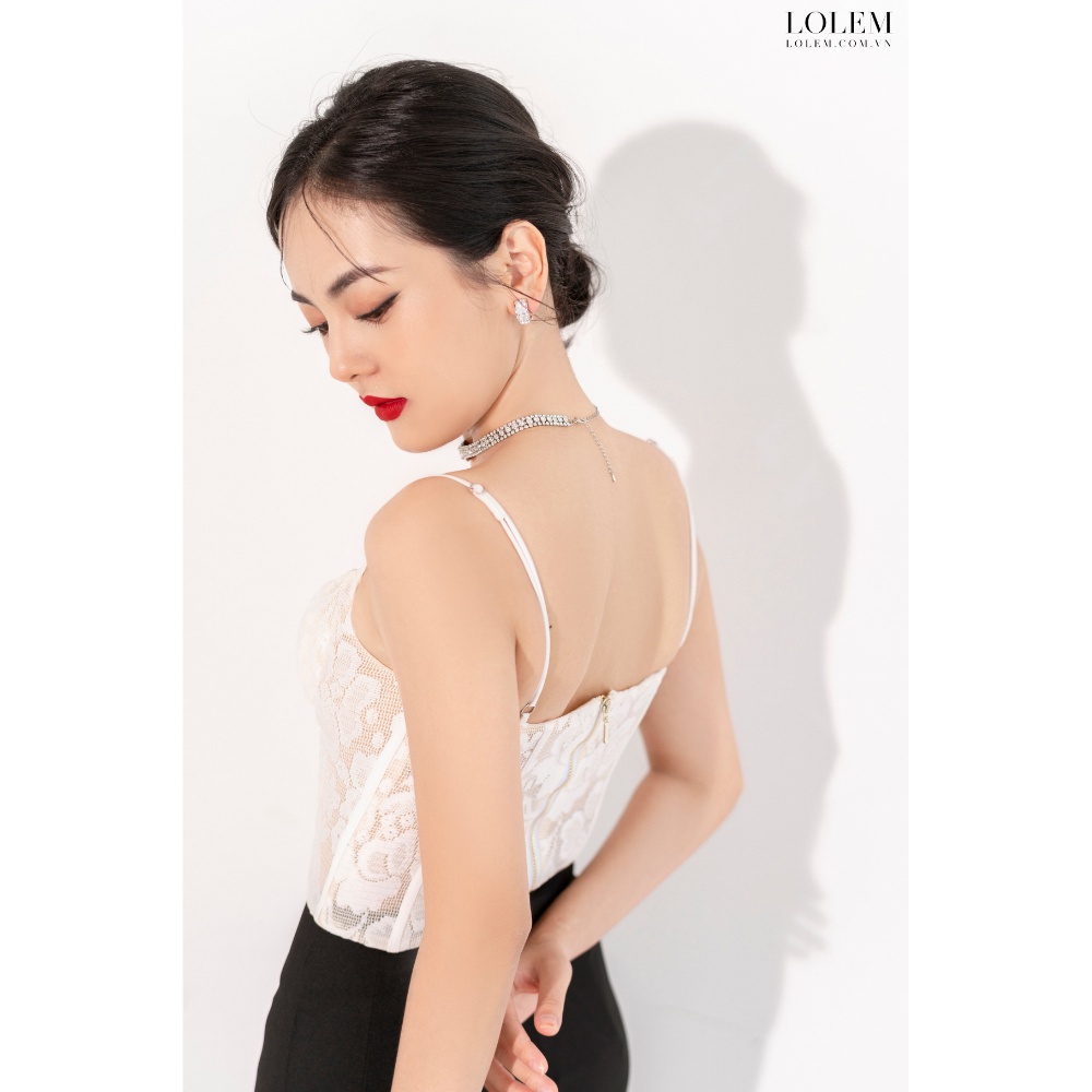 Áo ren hoa hai dây chất vải ren cao cấp phối blazer quyến rũ nữ tính LOLEM AK1243