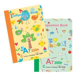 Sổ may Klong Composition Book khổ A7- 200 trang; MS 303 - sỉ ib