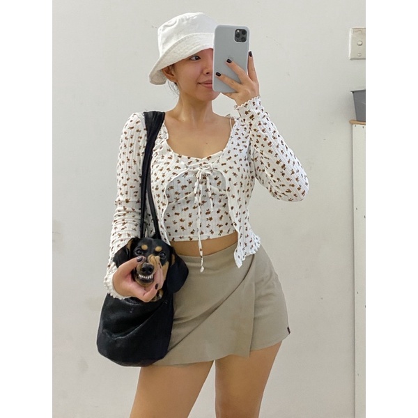 Set Áo dây + Khoác cột ngực hoa Mixed Threads hàng XK