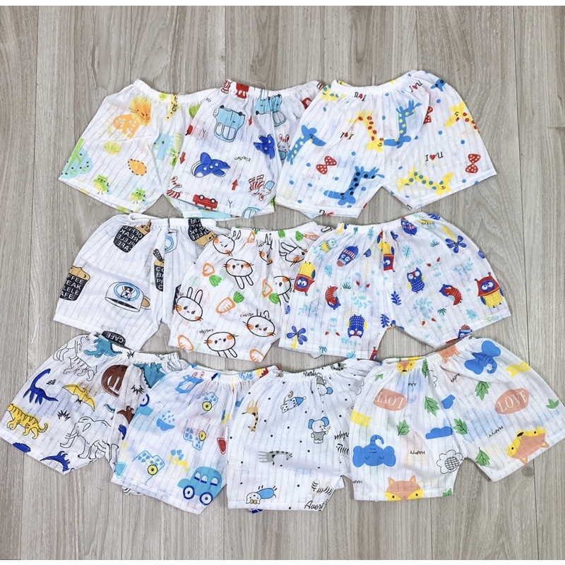 Quần đùi chục cotton giấy cho bé trai bé gái ( set 10quần )