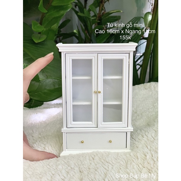 Tủ kính mini trang trí cho nhà búp bê, mô hình tủ kính mini xinh xắn, giá rẻ dành cho nhà búp bê 1:12