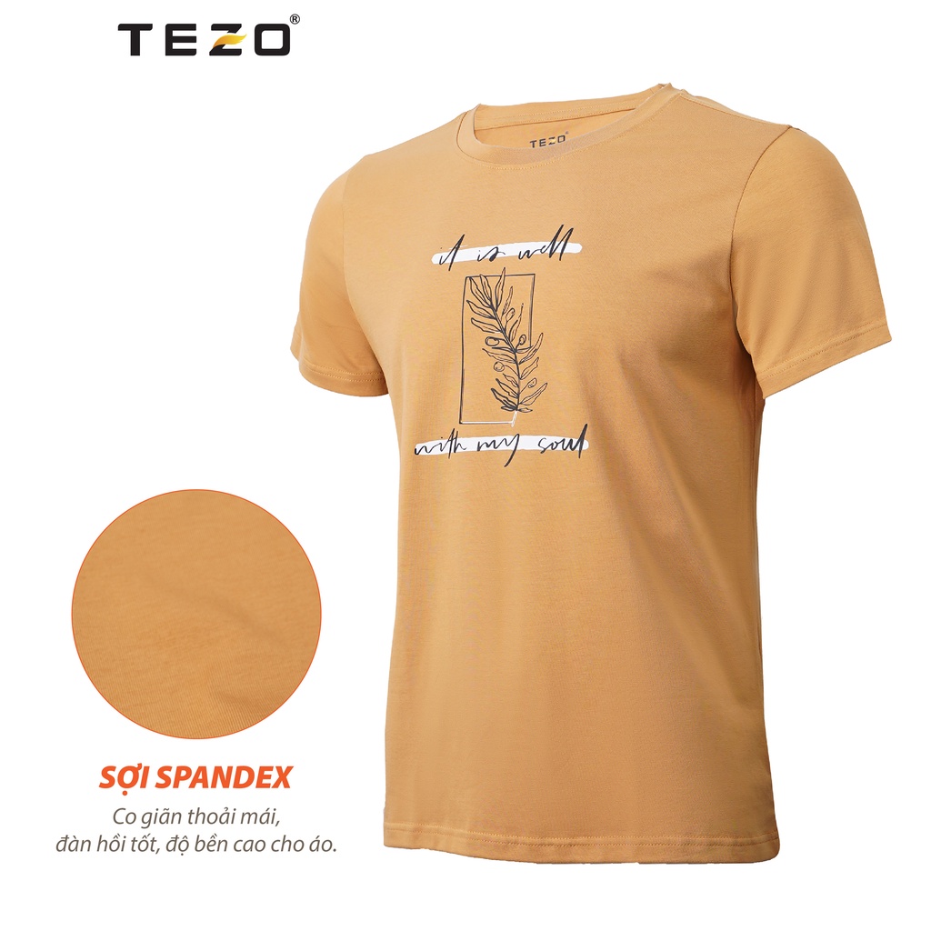 Áo phông nam in tràn hoạ tiết lá TEZO năng động thoải mái 2204APOT03