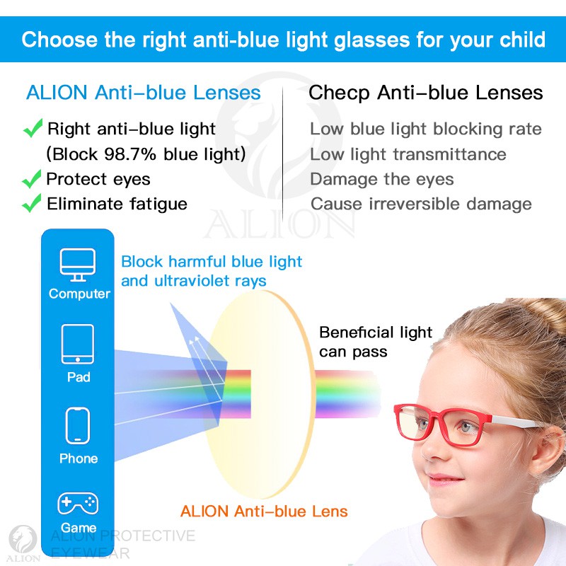 Mắt kính LUSEEN chống bức xạ ánh sáng xanh kèm hộp đựng bảo vệ cho trẻ em AG3201