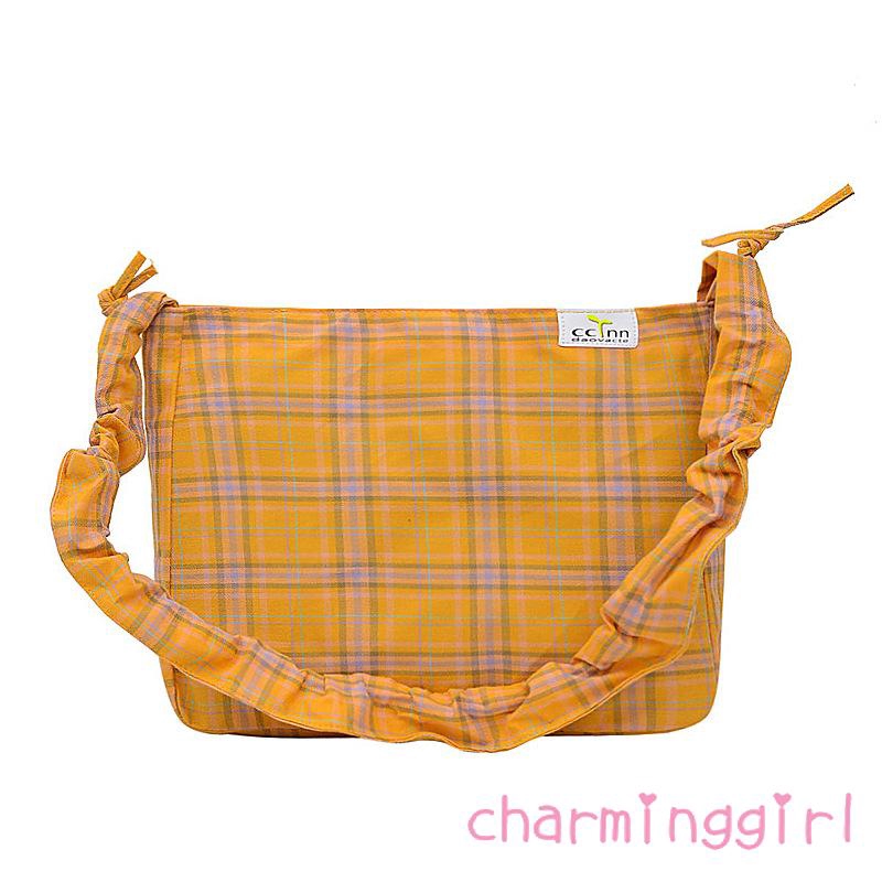 Túi đeo chéo bằng chất liệu canvas họa tiết ca rô dành cho nữ | BigBuy360 - bigbuy360.vn