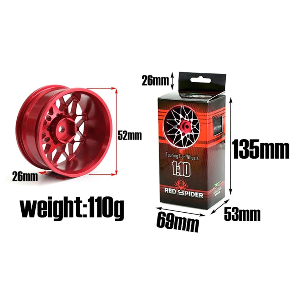 Set 4 Trục Bánh Xe Bằng Hợp Kim Nhôm Cho Xe Hơi Điều Khiển Từ Xa 1/10 RC RV HSP HPI WLtoys Tamiya TT01 TT02 Kyosho BMW M4 R64