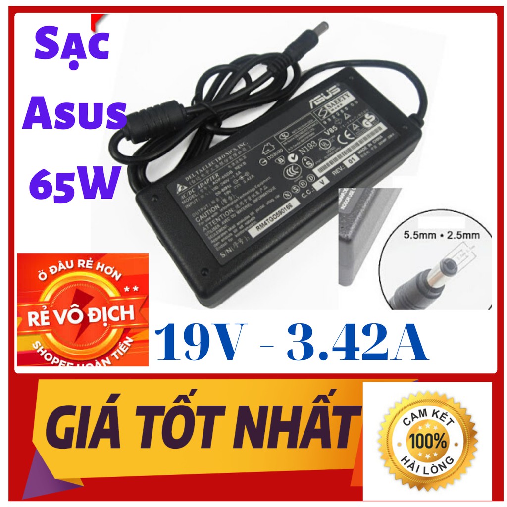 Sạc Laptop ASUS 19V - 3.42A - 65W CHÍNH HÃNG Tặng kèm dây nguồn