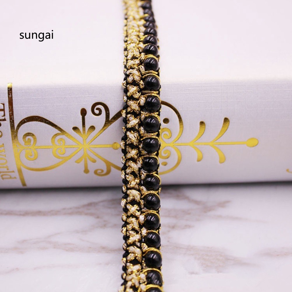 Dây ruy băng đính hạt giả ngọc trai chuyên dùng trong may vá tiện dụng