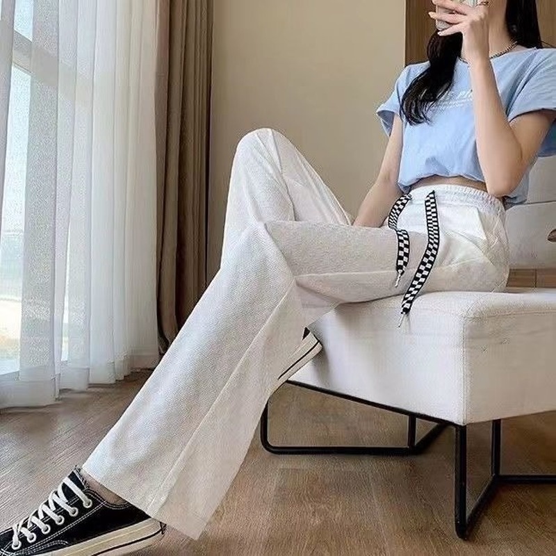 Quần Lụa Lạnh Mỏng Ống Rộng Lưng Cao Thời Trang Mùa Hè Hàng Mới Dành Cho Bạn Nữ 2022