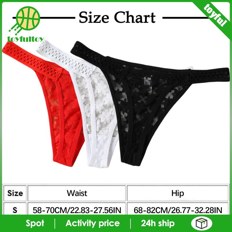 Set 3 Quần Lót Lưới Trong Suốt Lưng Thấp Thoáng Khí Cho Nữ