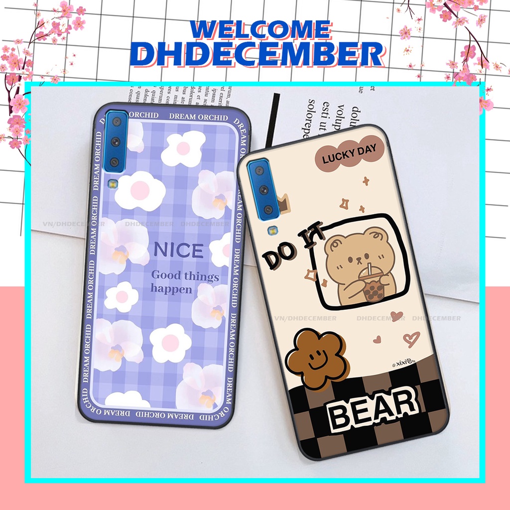 Ốp lưng Samsung Galaxy A7 2018 in hình gấu K@ws, gấu nâu, dor@emon RẺ- ĐẸP- BỀN