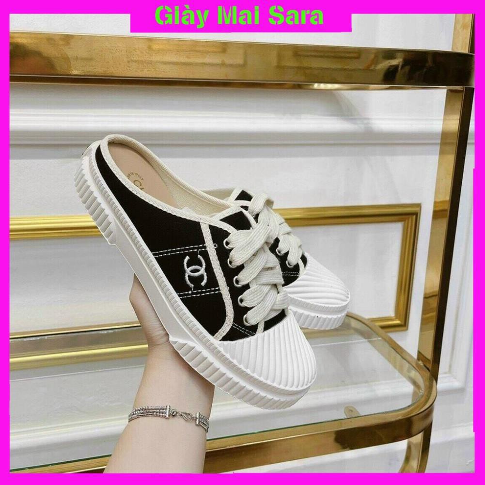 Giày thể thao Sneaker, giày sục CHANEL đen trắng SIÊU HOT SIÊU CUTE full size 35->39.