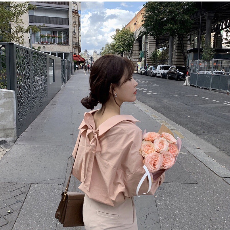 [ORDER] ÁO SƠ MI ULZZANG THẮT NƠ SAU LƯNG