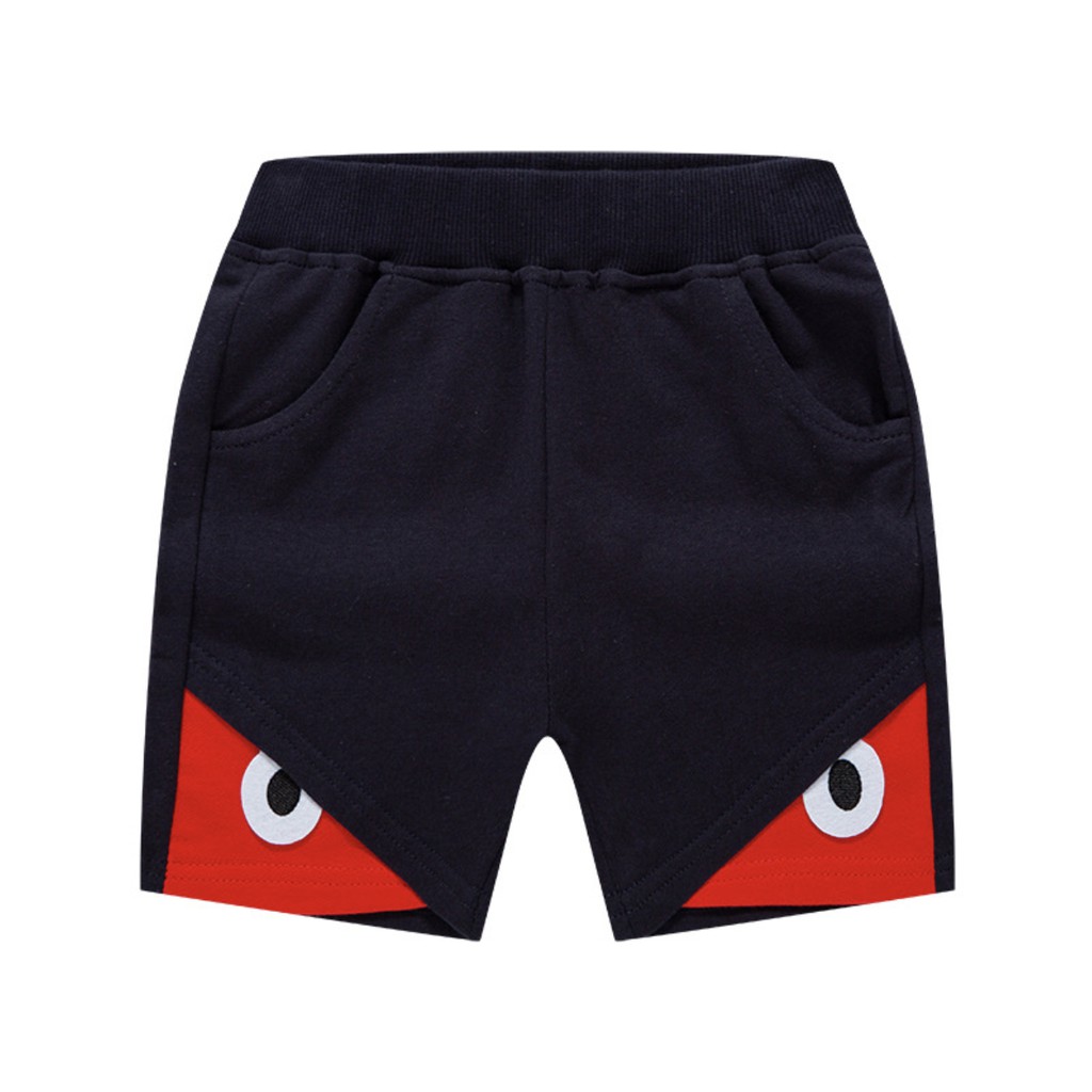 Quần thun cho bé trai 3D in hình đôi mắt 2 lớp , quần short bé trai họa tiết siêu cool ngầu chất cotton hàng xuất Âu Mỹ