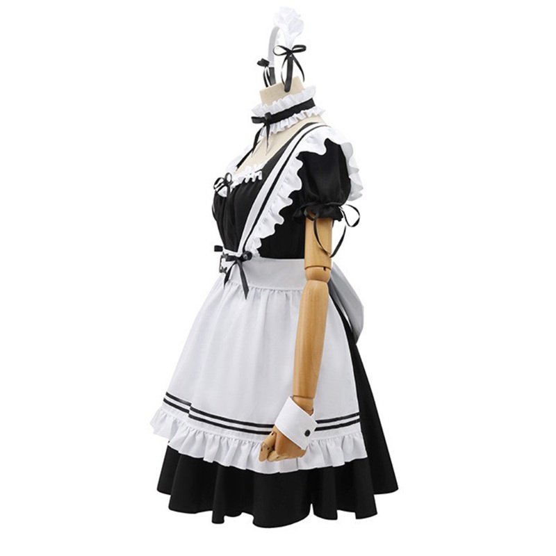 Đầm lolita Cổ Tay Áo Giả Hai Lớp Màu Đen Phong Cách Hoạt Hình gothic vintage Cho Nữ