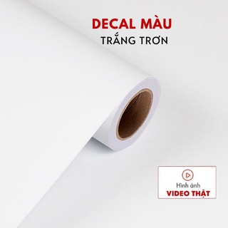 Decal giấy dán tường màu trắng trơn khổ rộng 45cm (có keo sẵn)
