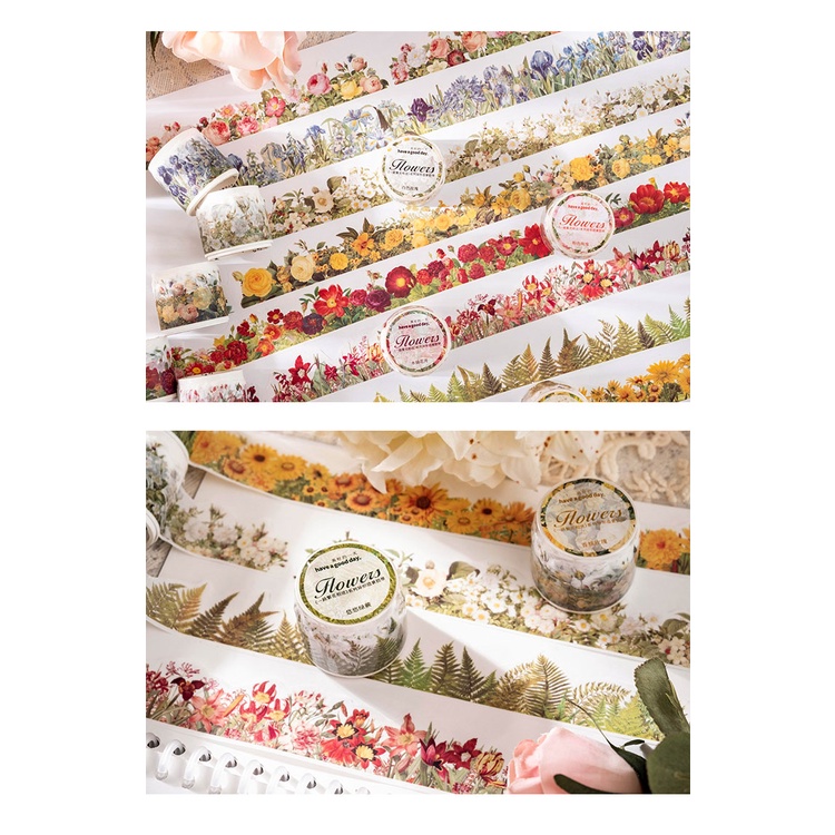 Băng Keo Washi DIY In Họa Tiết Cây 30*350mm Trang Trí Sổ Tay Phong Cách Retro
