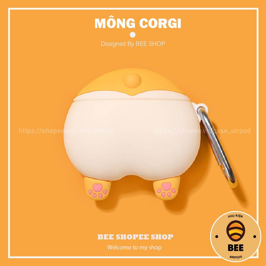 Case Airpod 1 2 Pro Vỏ Bọc Airpods Đựng Tai Nghe Airpod 1 2 Pro Mông Corgi Siêu Cute - BEE SHOP