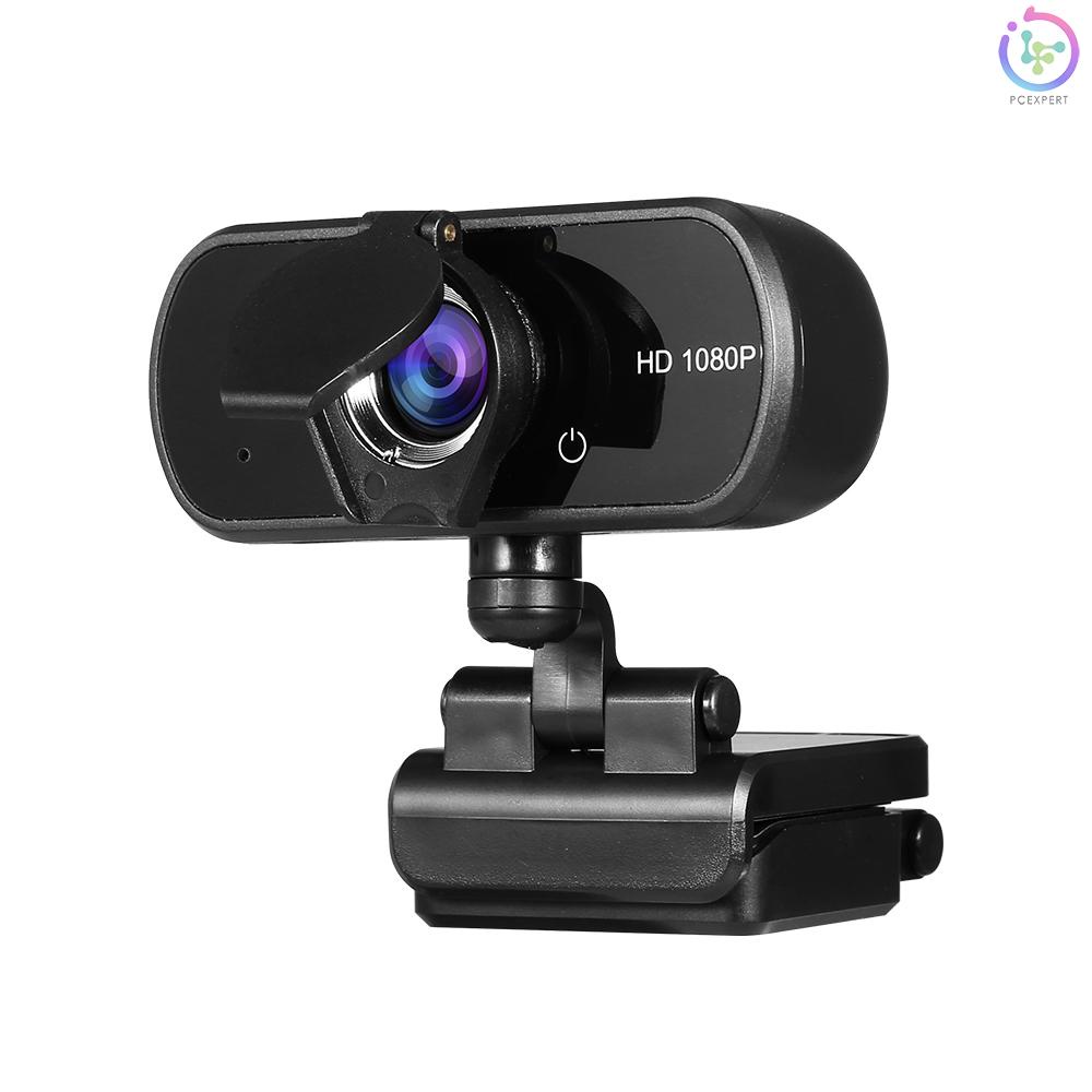 HD 1080P USB Webcam with Privacy Cover Manual Focus Video Conference Camera Built-in Microphone for Laptop Desktop Black