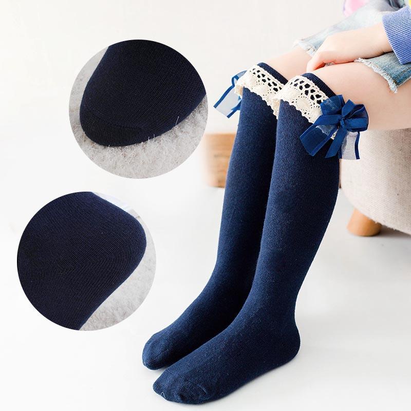 Vớ Cotton Viền Ren Hoa Mềm Mại Màu Trơn Dễ Thương Thoáng Khí Cho Bé Gái