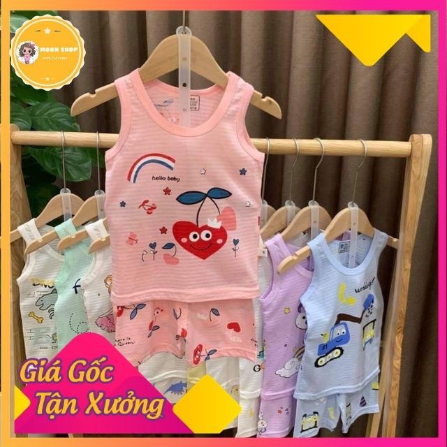 [Giá tận xưởng] Bộ Quần Áo Ba Lỗ Cotton Sợi Tre Sát Nách Cho Bé Trai Bé Gái In Hình Ngộ Nghĩnh Thấm Hút Mồ Hôi Từ 6 - 23