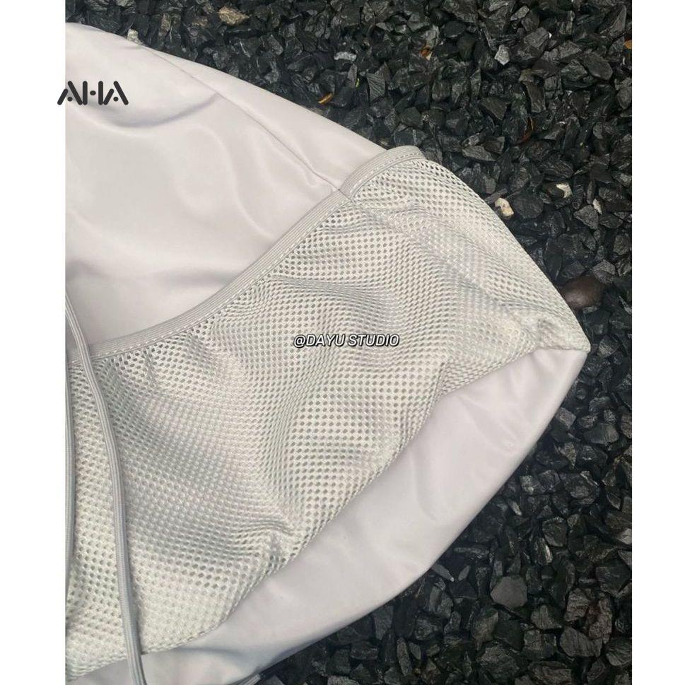 AHA OFFICIAL Ba Lô Nylon Xám Sức Chứa Lớn In Ba Chiều Dán Ba Chiều Đường Phố