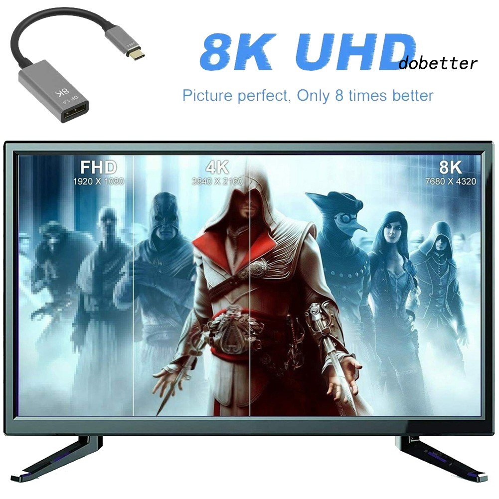 Cáp chuyển đổi USB Type C sang Displayport 8K 144Hz cho máy tính xách tay/ máy chiếu TV PC