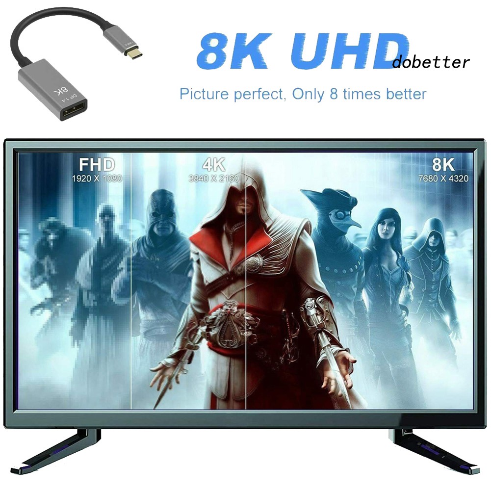 Cáp chuyển đổi USB Type C sang Displayport 8K 144Hz cho máy tính xách tay/ máy chiếu TV PC | WebRaoVat - webraovat.net.vn