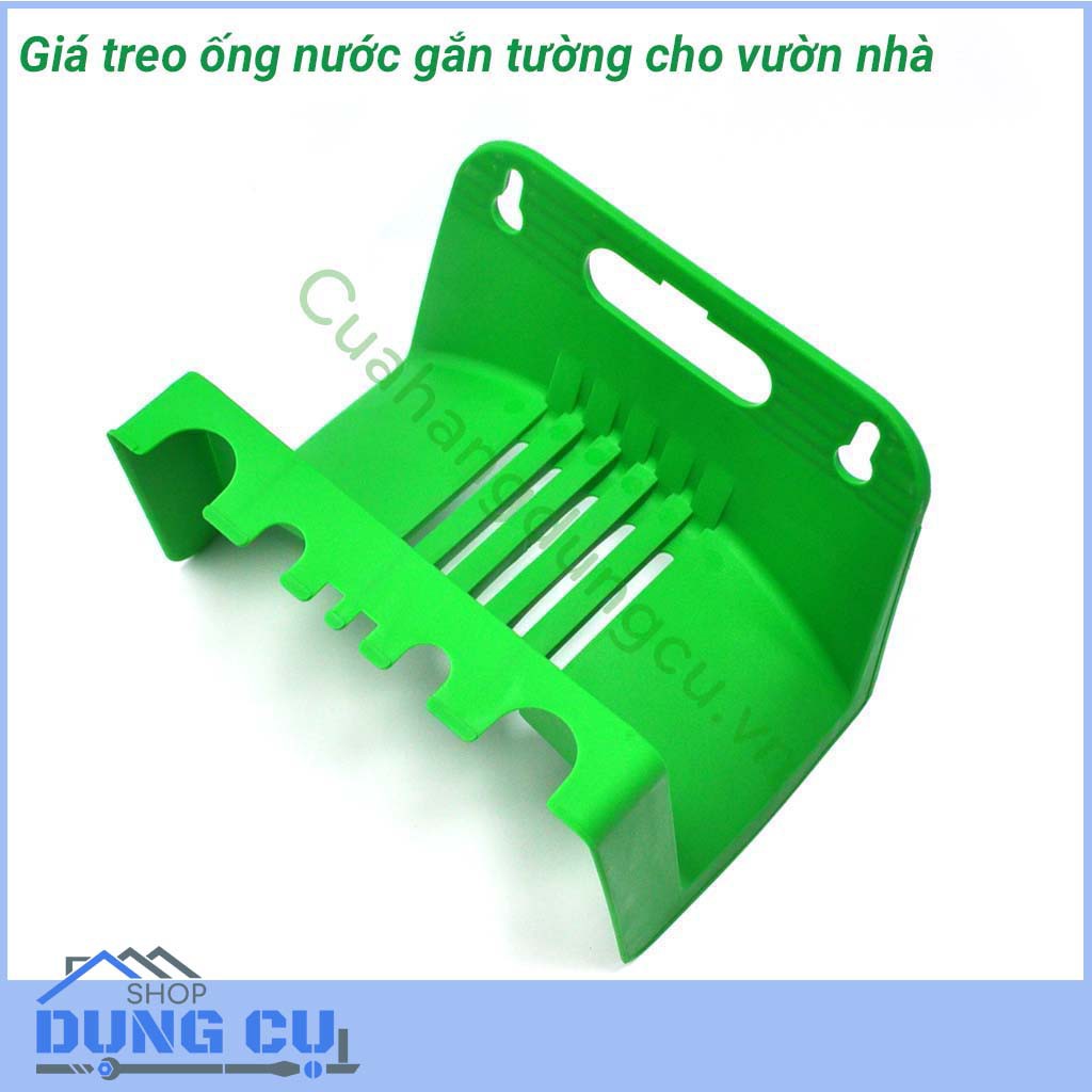 Giá cuốn dây tưới vườn treo tường màu xanh