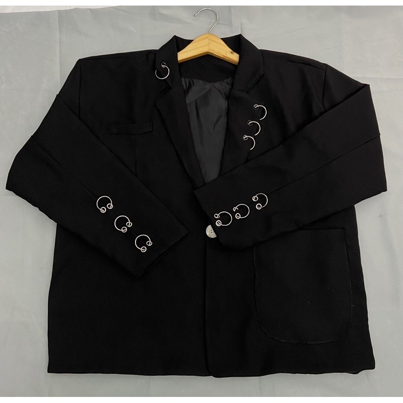 Áo khoác blazer T-A-N  áo khoác vest nam nữ  AV04 hàng 2 lớp khuyên tay cổ  cá tính chất đẹp màu đen | BigBuy360 - bigbuy360.vn