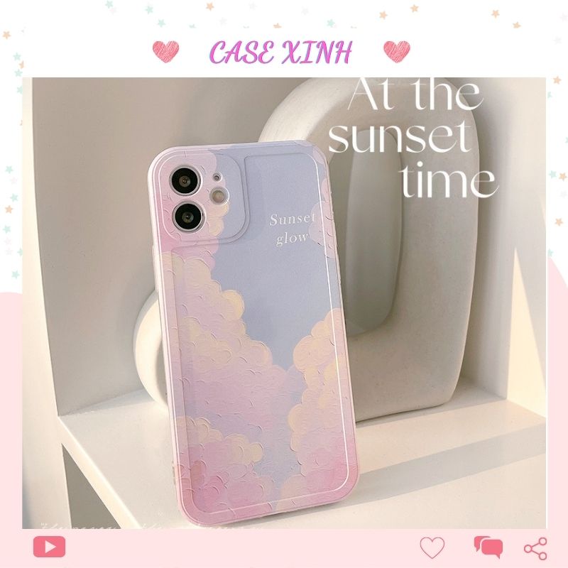 Ốp lưng iphone trong dẻo viền nổi sơn dầu màu hồng tím đẹp kiểu Hàn Quốc 6/6s/6plus/6splus/7/8/7plus/8plus/11/11pro..