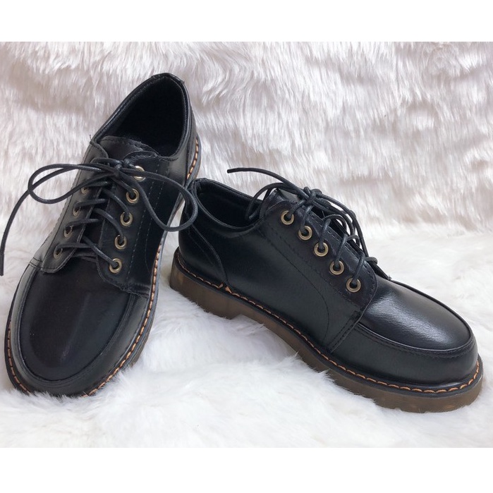 Giày ulzzang vintage nâu đen đế trong siêu mềm có ảnh thật cuối