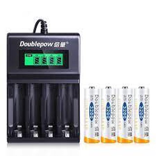 Pin sạc micro doublepow + 4 viên pin doublepow 3200 mah chính hãng