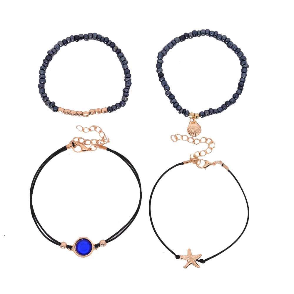 Set 4 Vòng Tay Vỏ Sò / Sao Biển / Đá Sapphire