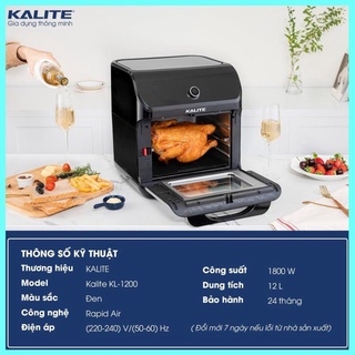 Nồi chiên không dầu Kalite KL 1200 dung tích 12L công suất 1800W ướp gà nướng nguyên con HTS HTS
