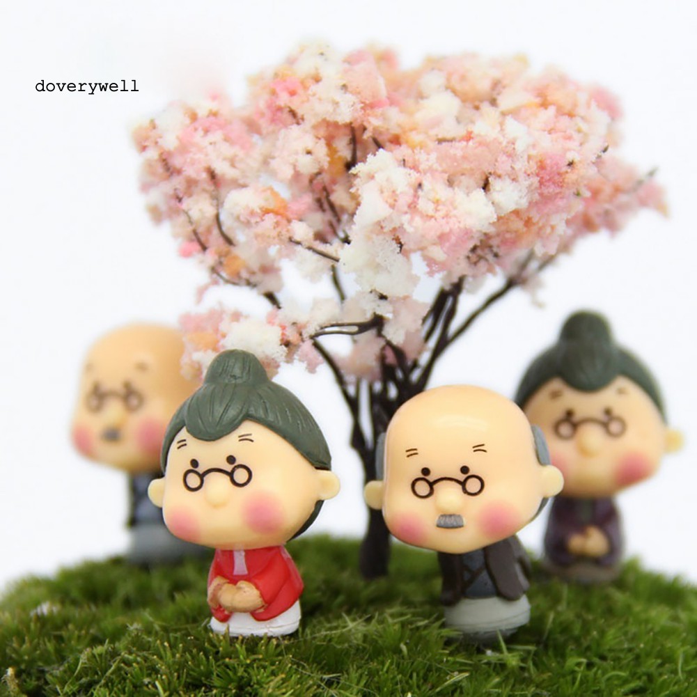 4 Tượng búp bê nhỏ hình ông bà lão dùng trang trí tiểu cảnh