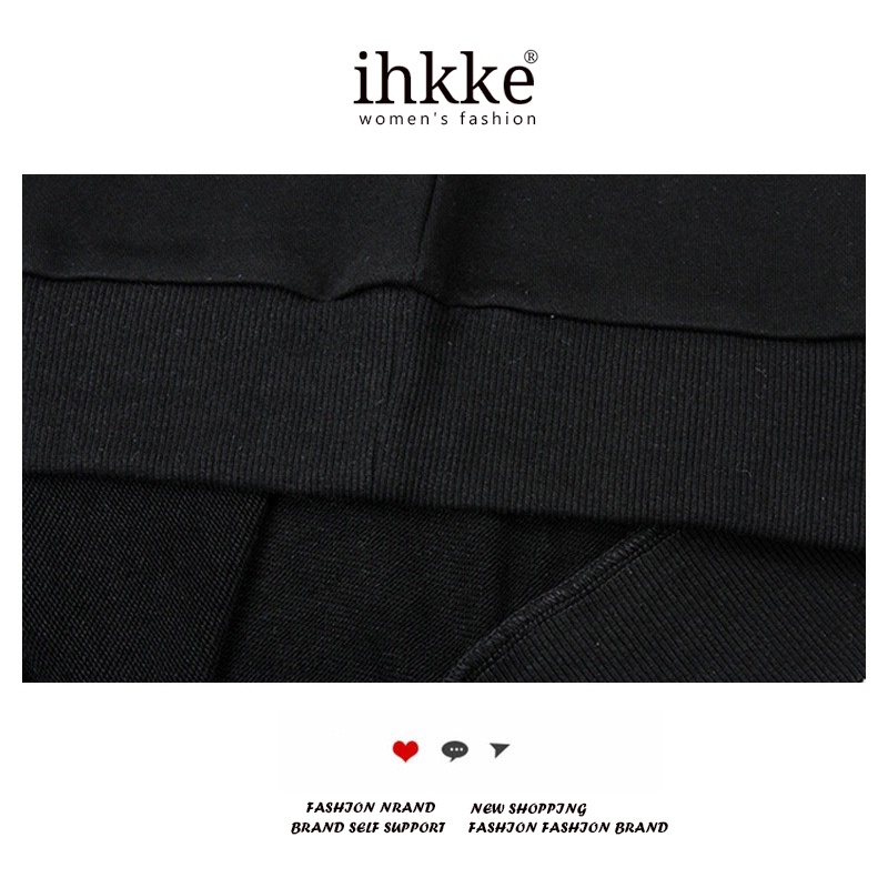 Áo sweater Ihkke cổ tròn màu đen phong cách Mỹ thời trang mùa thu cao cấp cho cặp đôi Hoodie | BigBuy360 - bigbuy360.vn