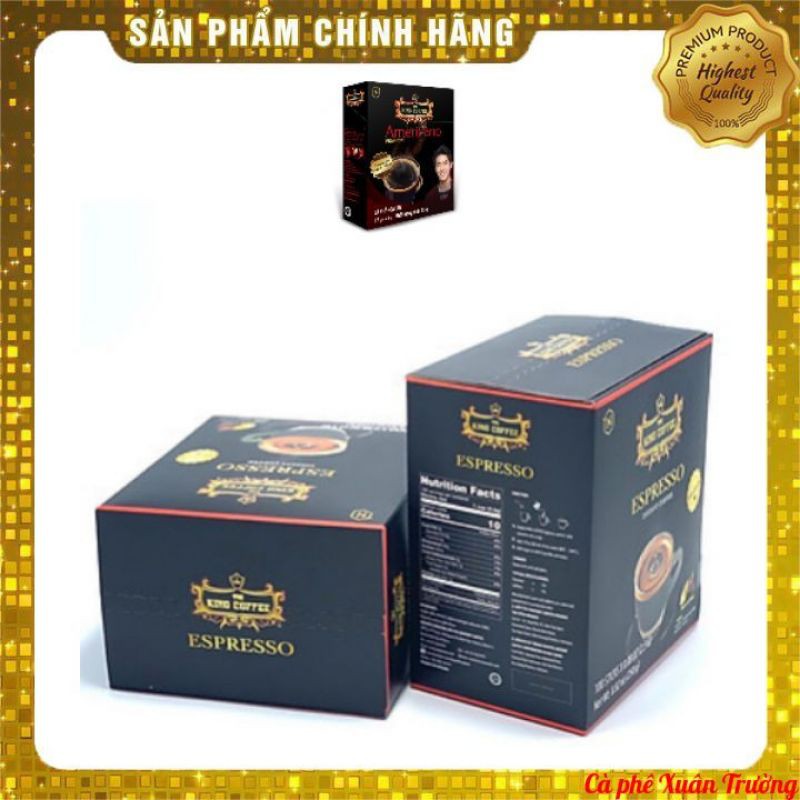 Mua 2 Cafe Đen Hòa Tan KING COFFEE ESPRESSO  (hộp 100 stick x 2.5g) tặng 1 hộp cà phê hòa tan Americano 15 stick x 1