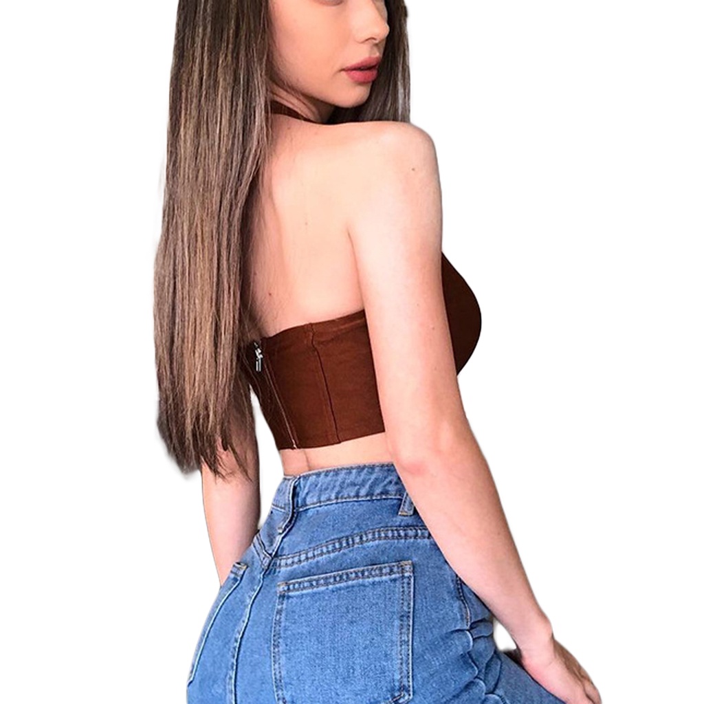 Áo Croptop Không Tay Màu Trơn Có Khóa Kéo Sau Lưng Cho Nữ | BigBuy360 - bigbuy360.vn