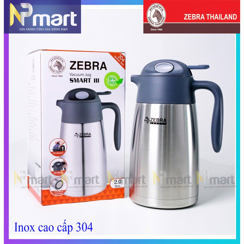 Bình giữ nhiệt Inox 304 Zebra Smart III Thailand 1.5-2L 112948-112950