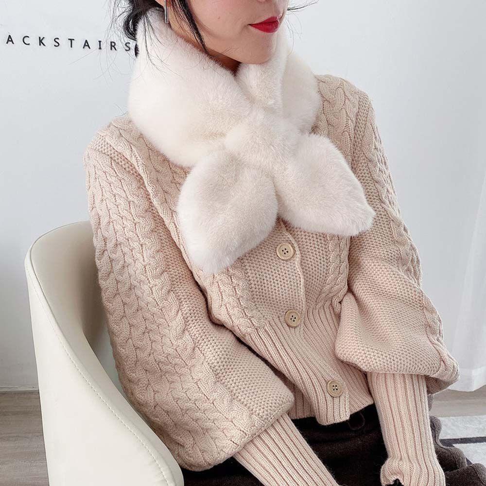 Khăn Choàng Cổ Bằng Vải Lông Màu Trơn Thoải Mái Dễ Thương Cho Nữ