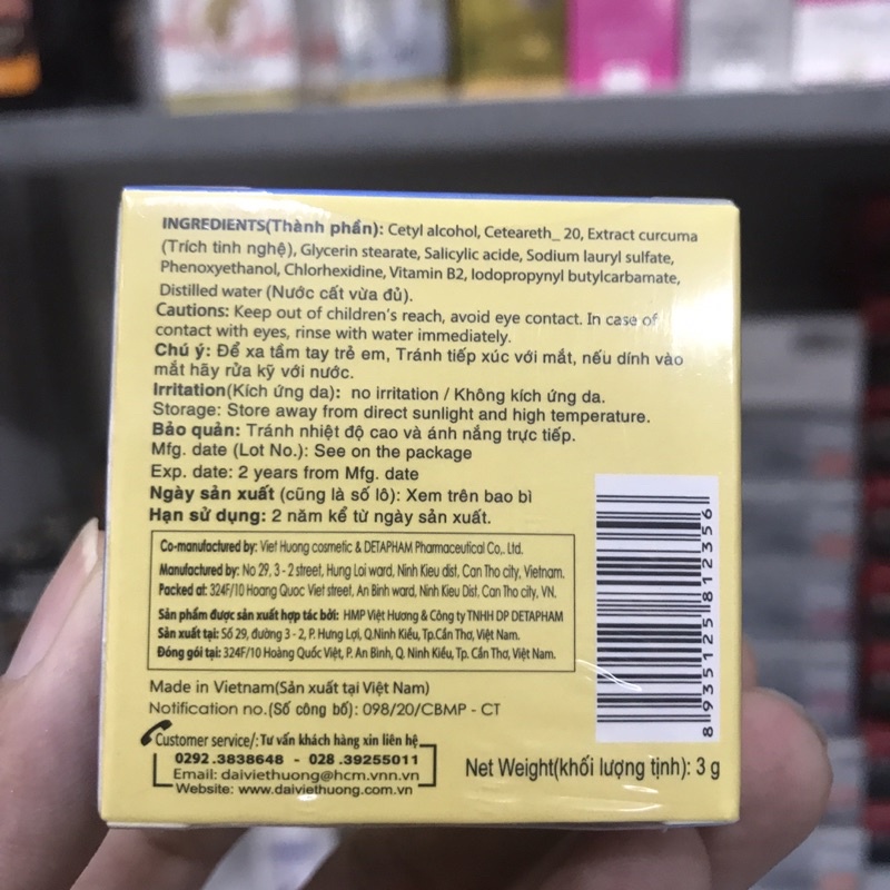 Combo 6 Hũ KEM MỤN VỚI NGHệ & VITAMIN B2 BIONA 3G