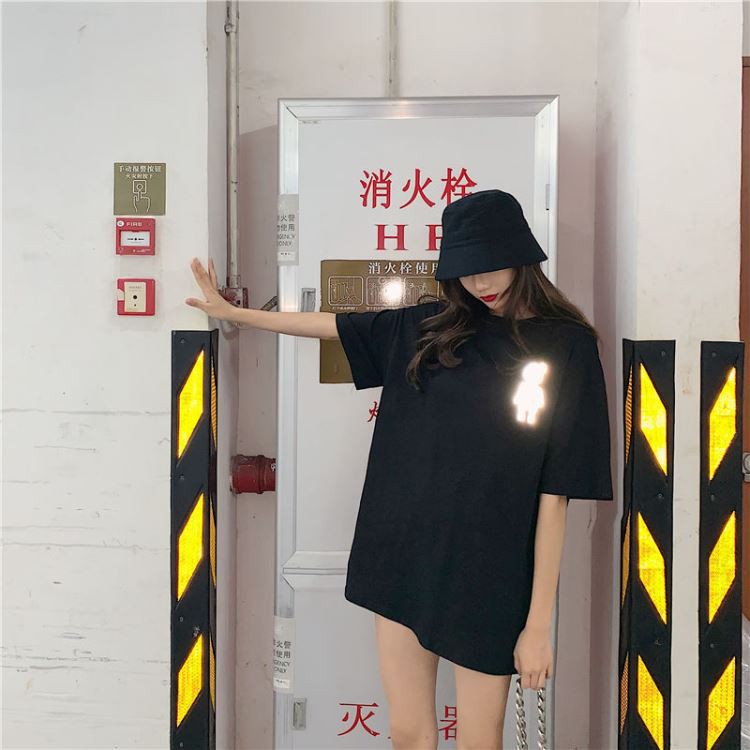 Áo thun phản quang tay lỡ nam nữ Gấu 02