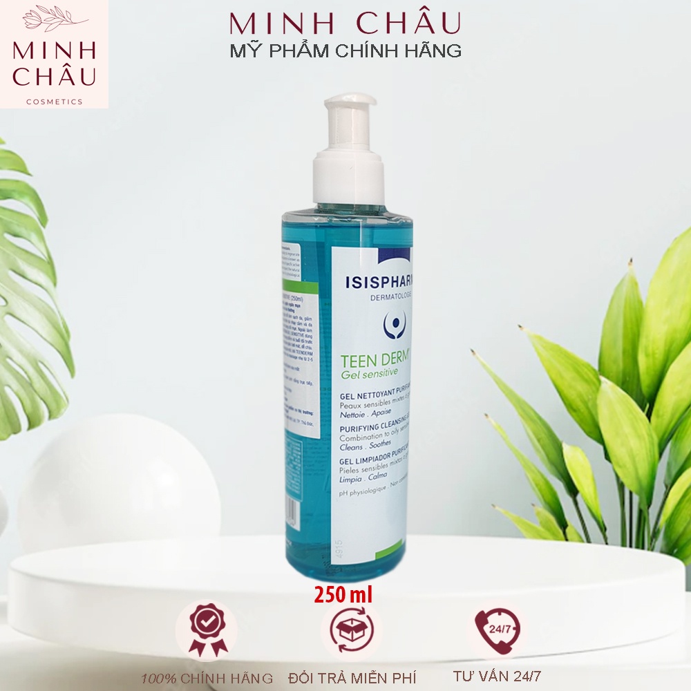 Gel rửa mặt giảm nhờn ngừa mụn cho da nhạy cảm ISIS Pharma Teen Derm Gel Sensitive  100ml/250ml