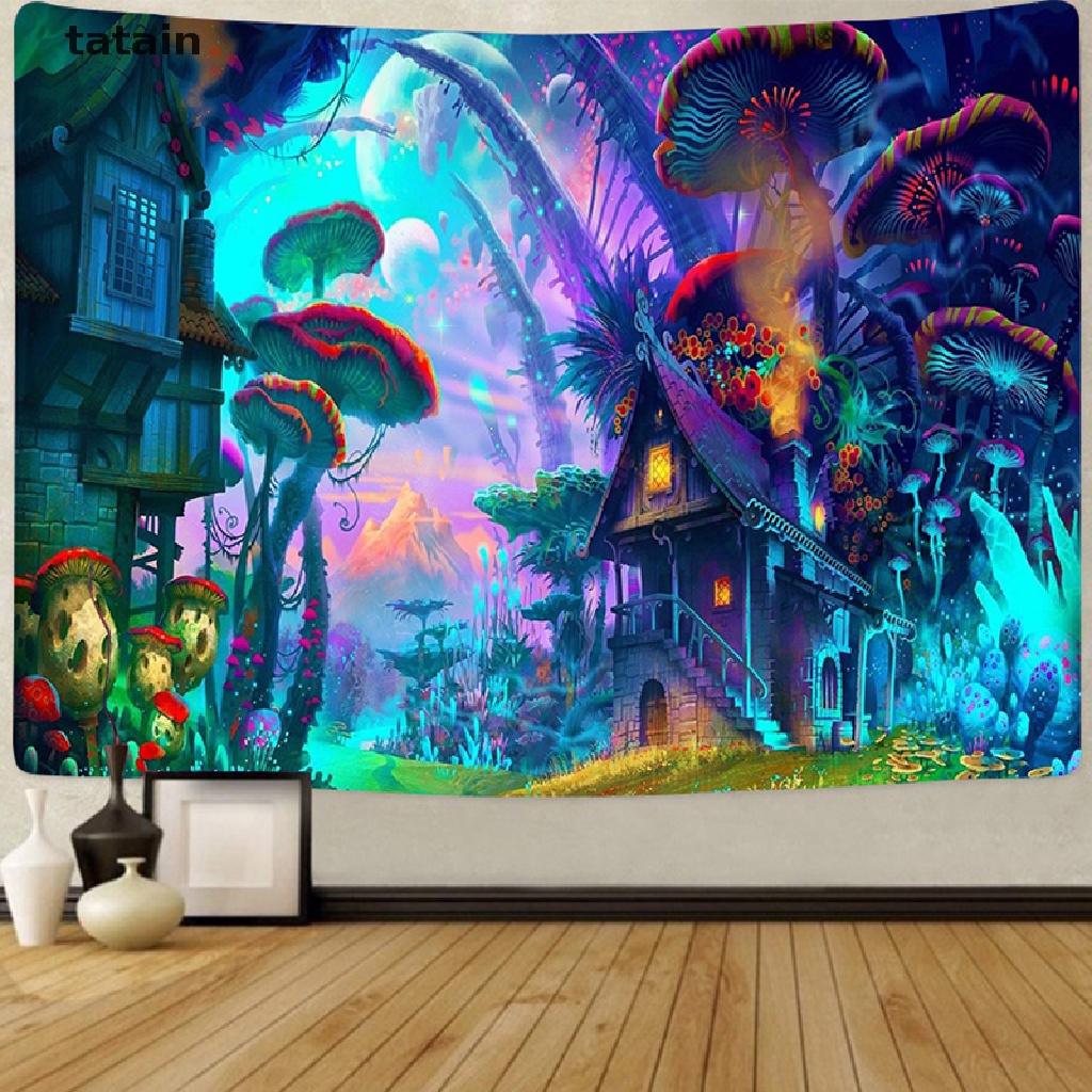 [TAT] Hippie Hanging Wall Tapestry, Colorful Bohemian Psychedelic Blanket home decor  CVX